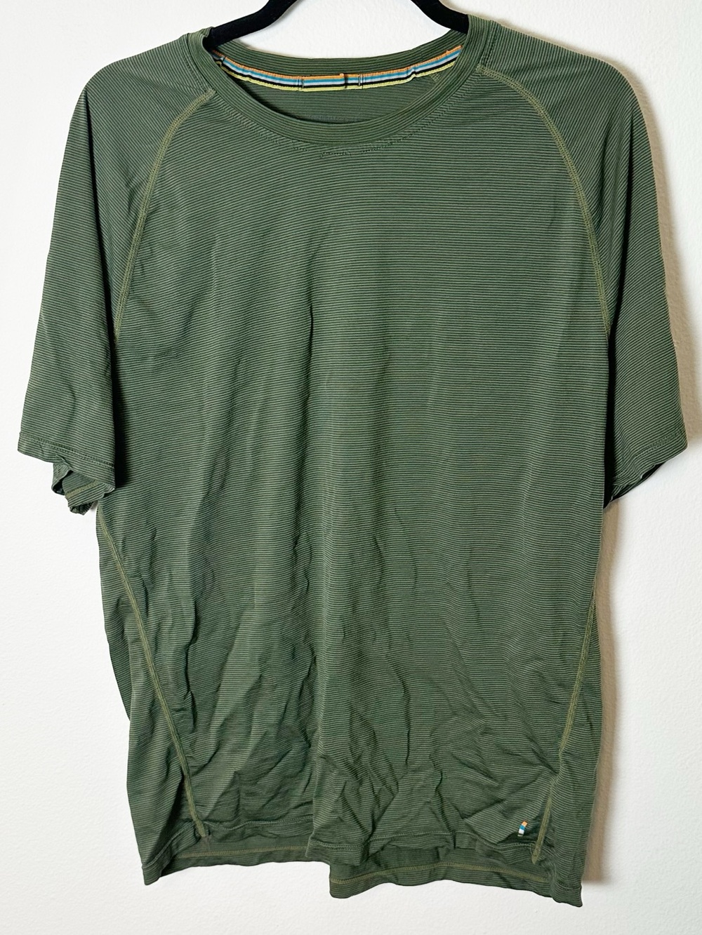Smartwool Men's Merino Wool T Shirt Micro Stripe Green Large